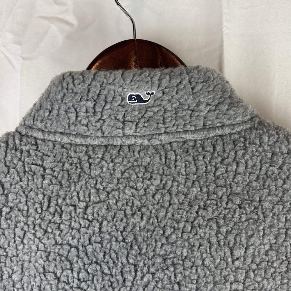 Vineyard Vines Heritage Sherpa 1/2 Zip Fleece Pullover Medium Gray Heather $148‎ - Picture 11 of 12